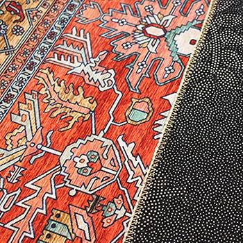 160×230 珍しい柄のペルシャカーペット お手入れ簡単ポリエステル製 豪華なペルシャ・メダリオンデザインのラグマット 約 160×230 cm